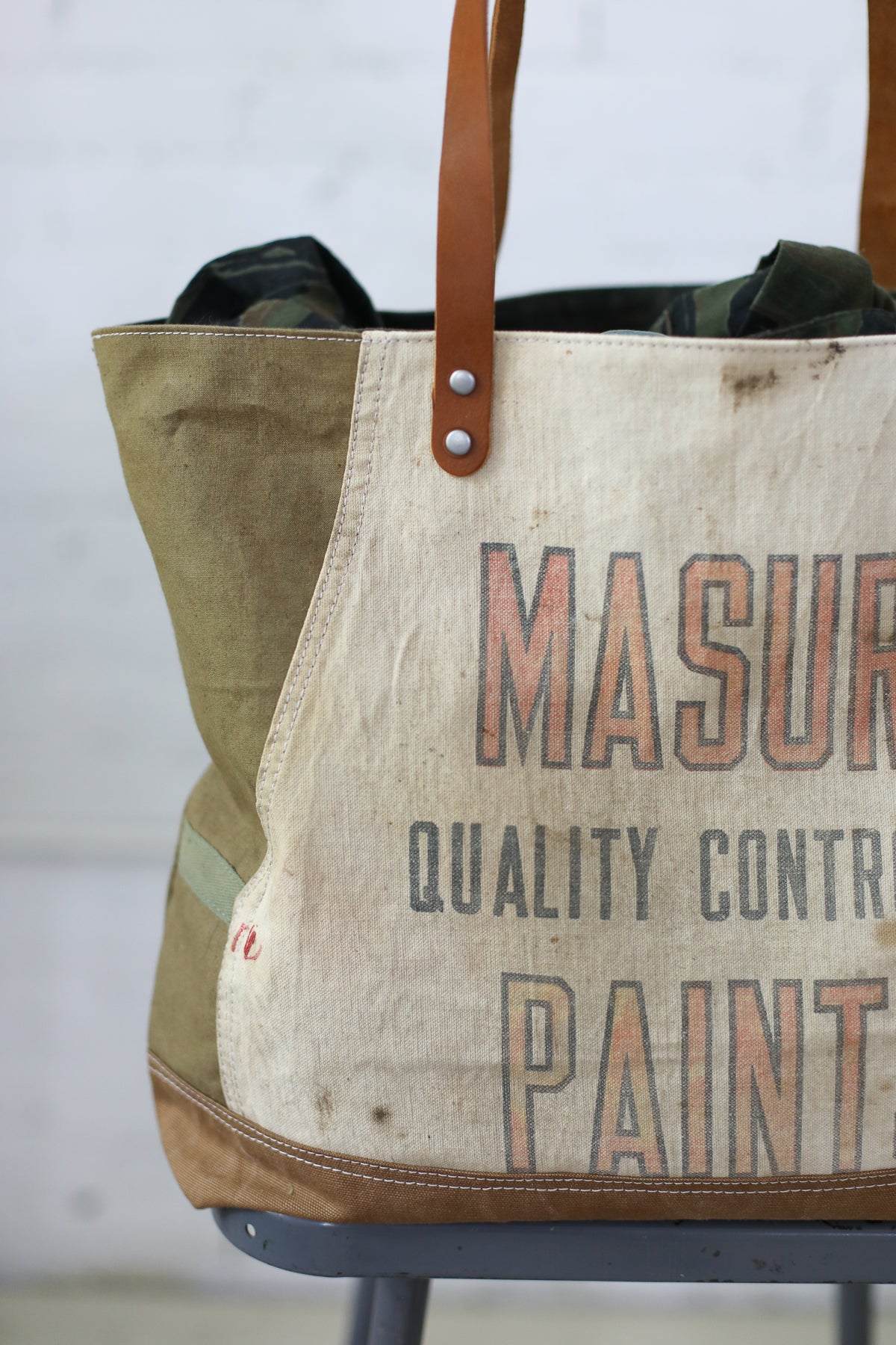 1950's era Salvaged Canvas and Work Apron Tote Bag