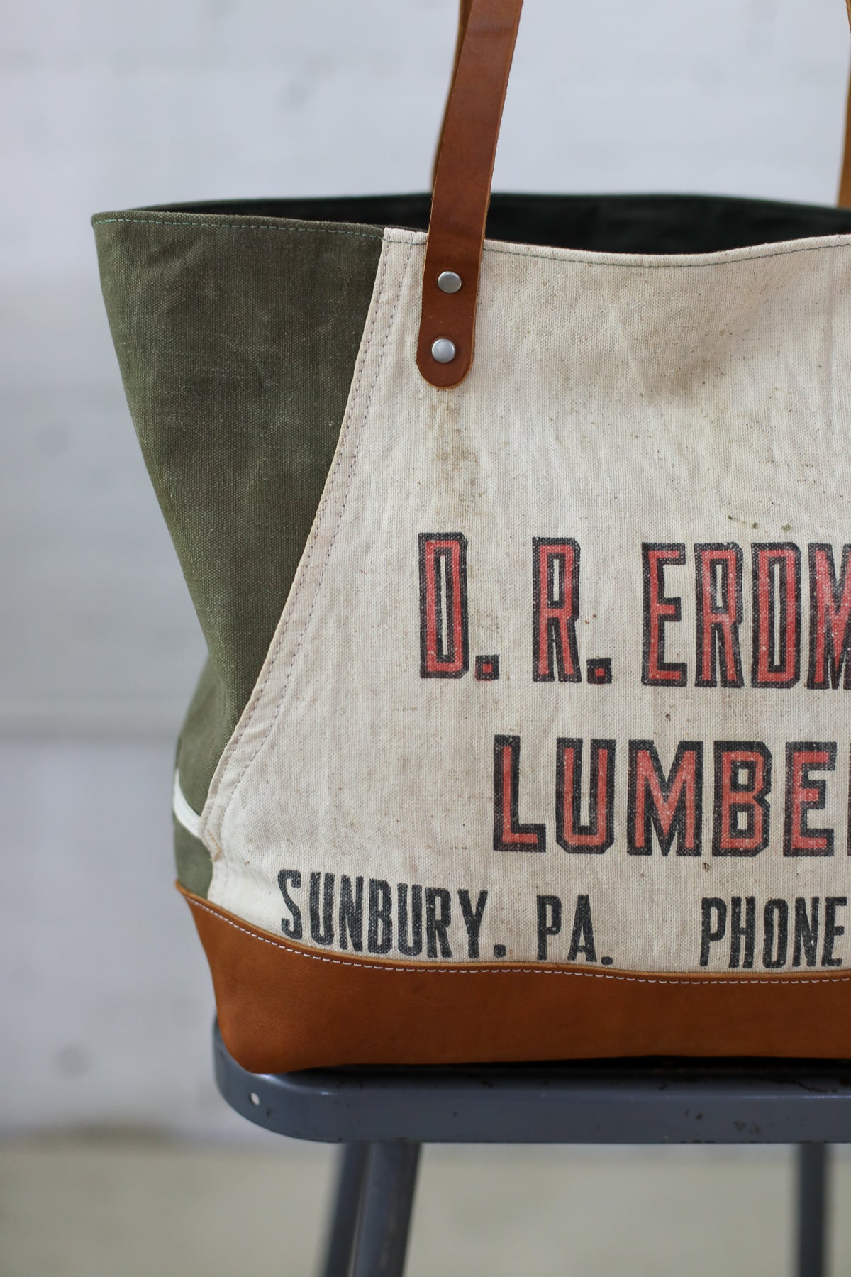 WWII era Salvaged Canvas and Work Apron Tote Bag