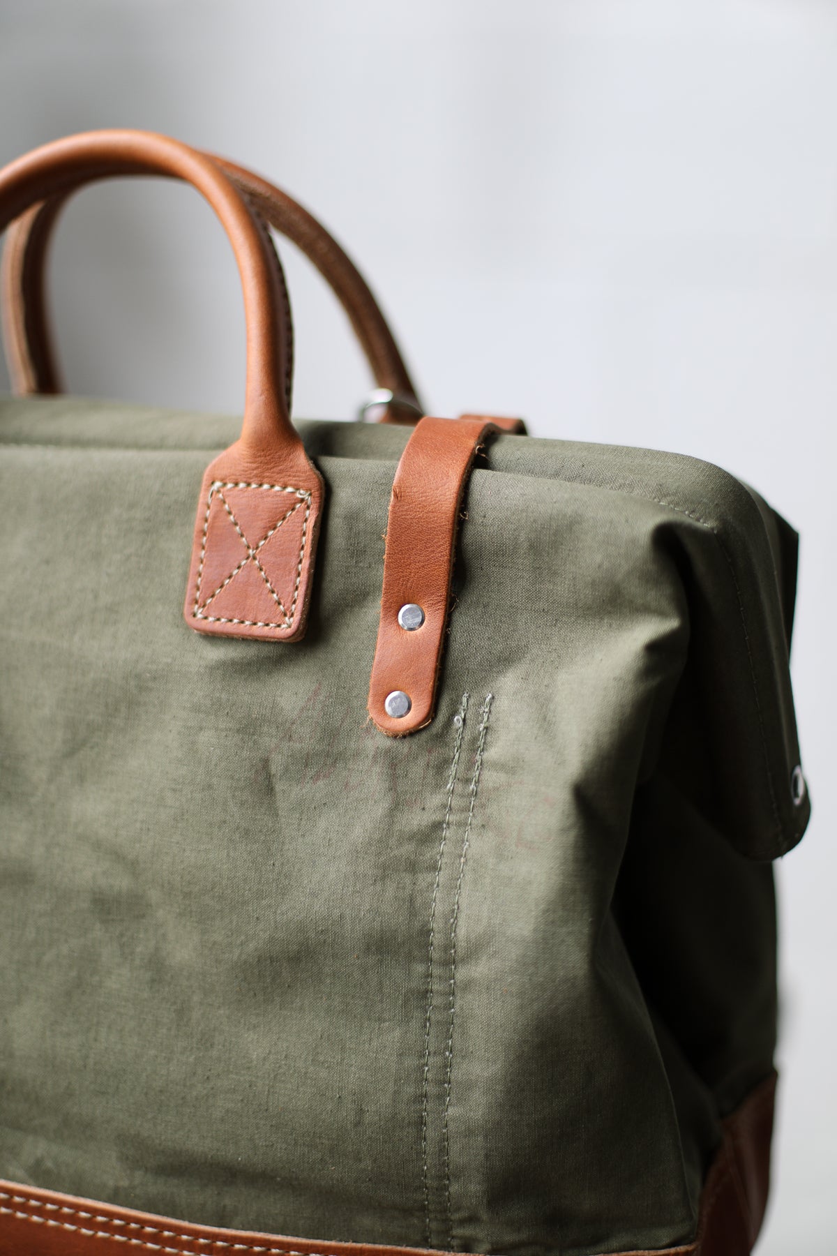 WWII era Salvaged Canvas Carryall
