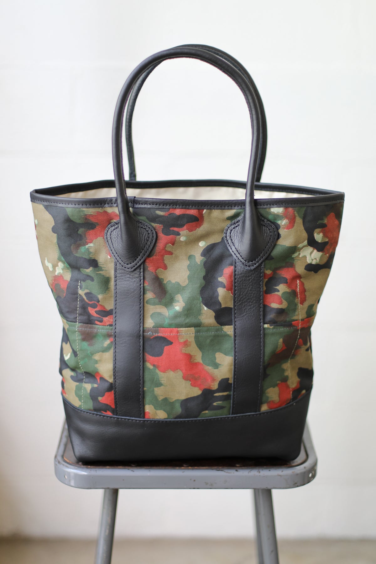 1950's era Salvaged Swiss Camo Tote Bag