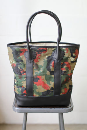 1950's era Salvaged Swiss Camo Tote Bag