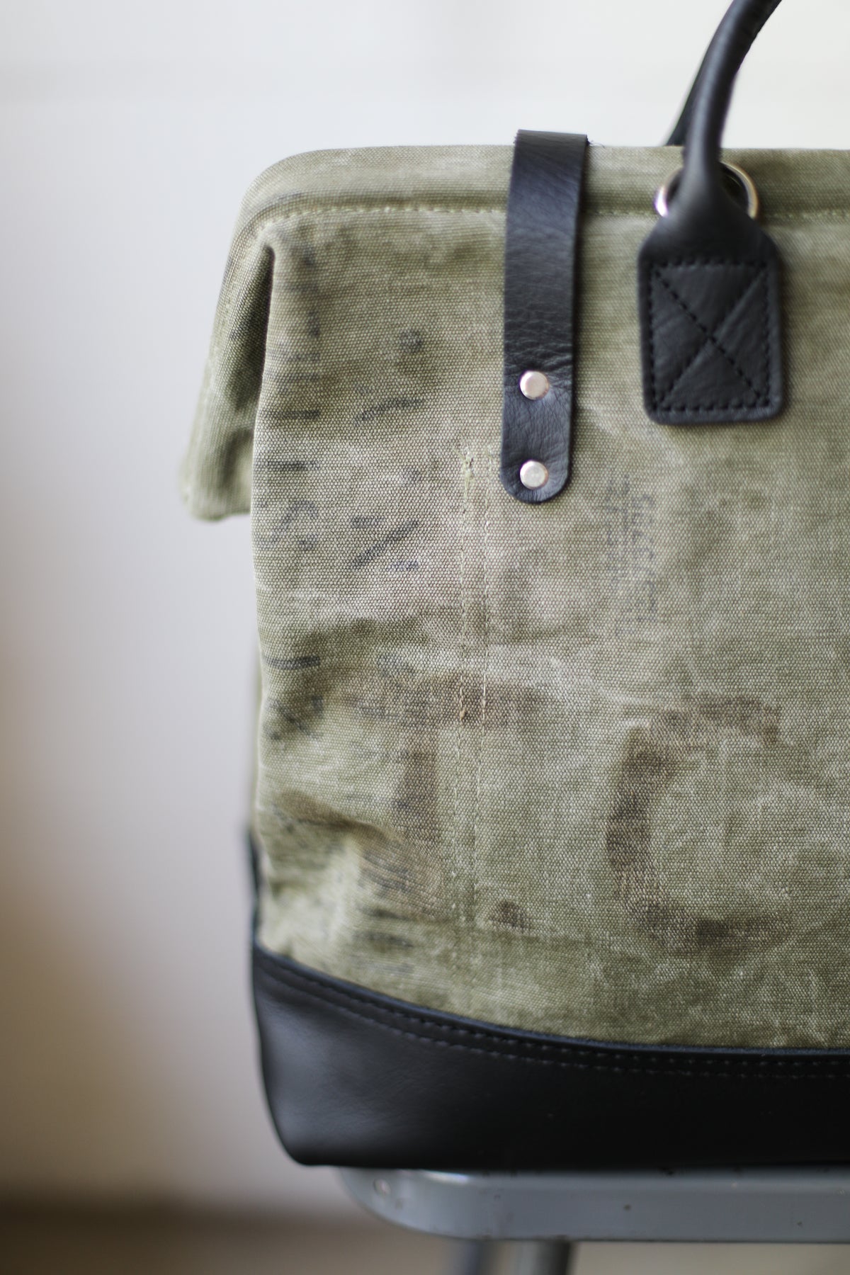 WWII era Salvaged Canvas Carryall