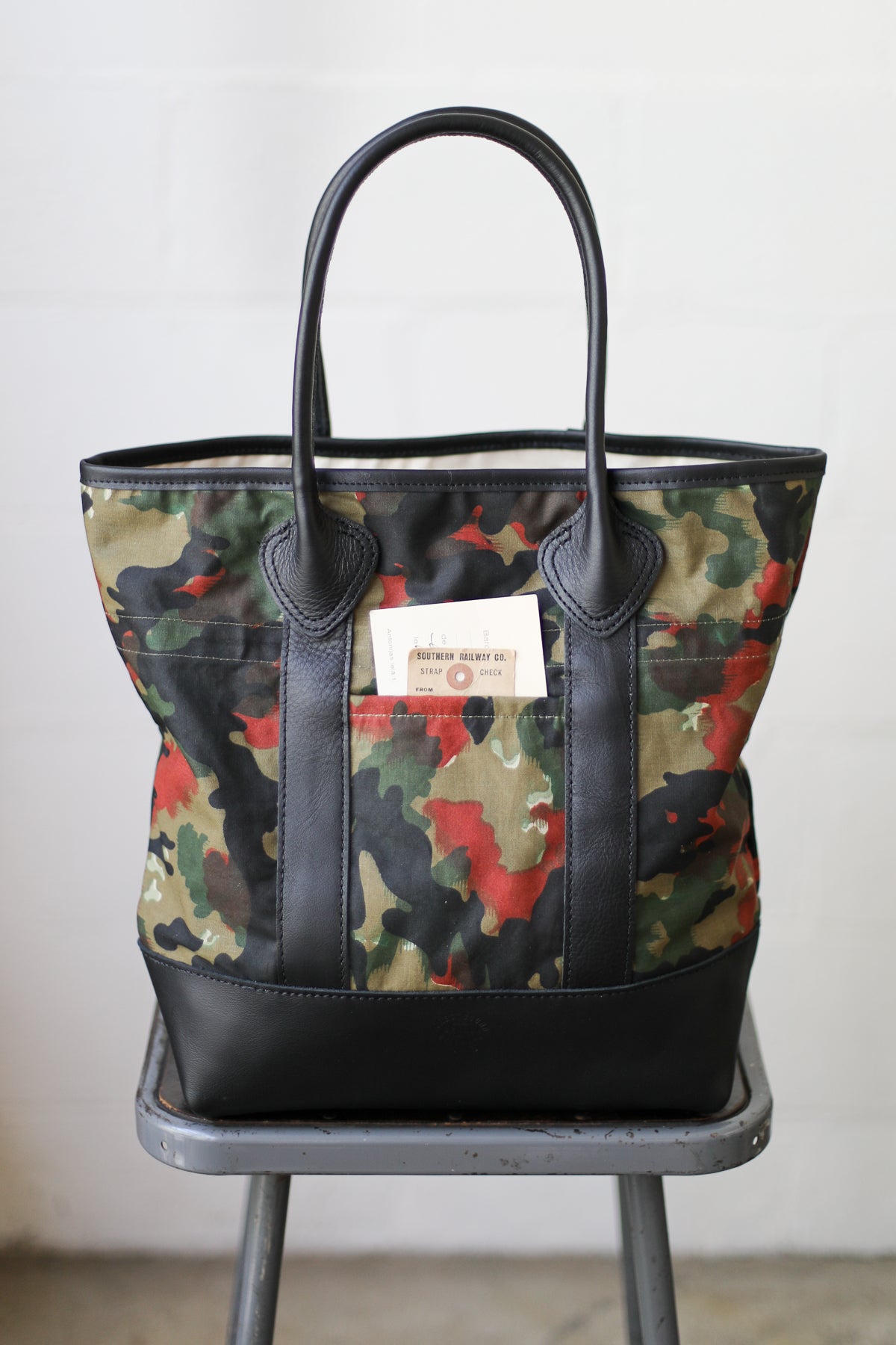 1950's era Salvaged Swiss Camo Tote Bag