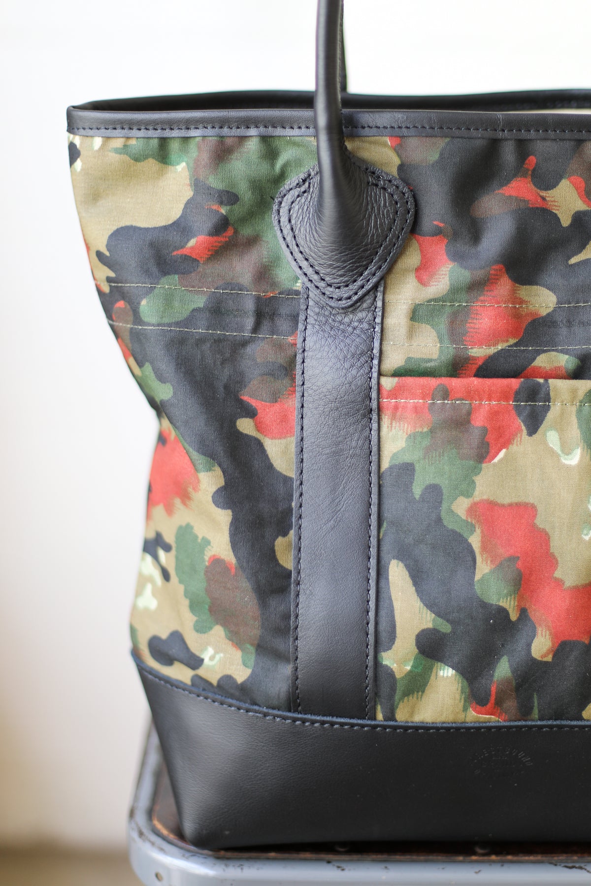 1950's era Salvaged Swiss Camo Tote Bag