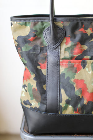 1950's era Salvaged Swiss Camo Tote Bag
