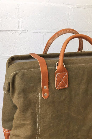 WWII era Salvaged Canvas Carryall