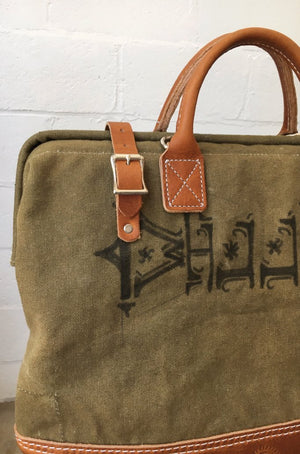 WWII era Salvaged Canvas Carryall