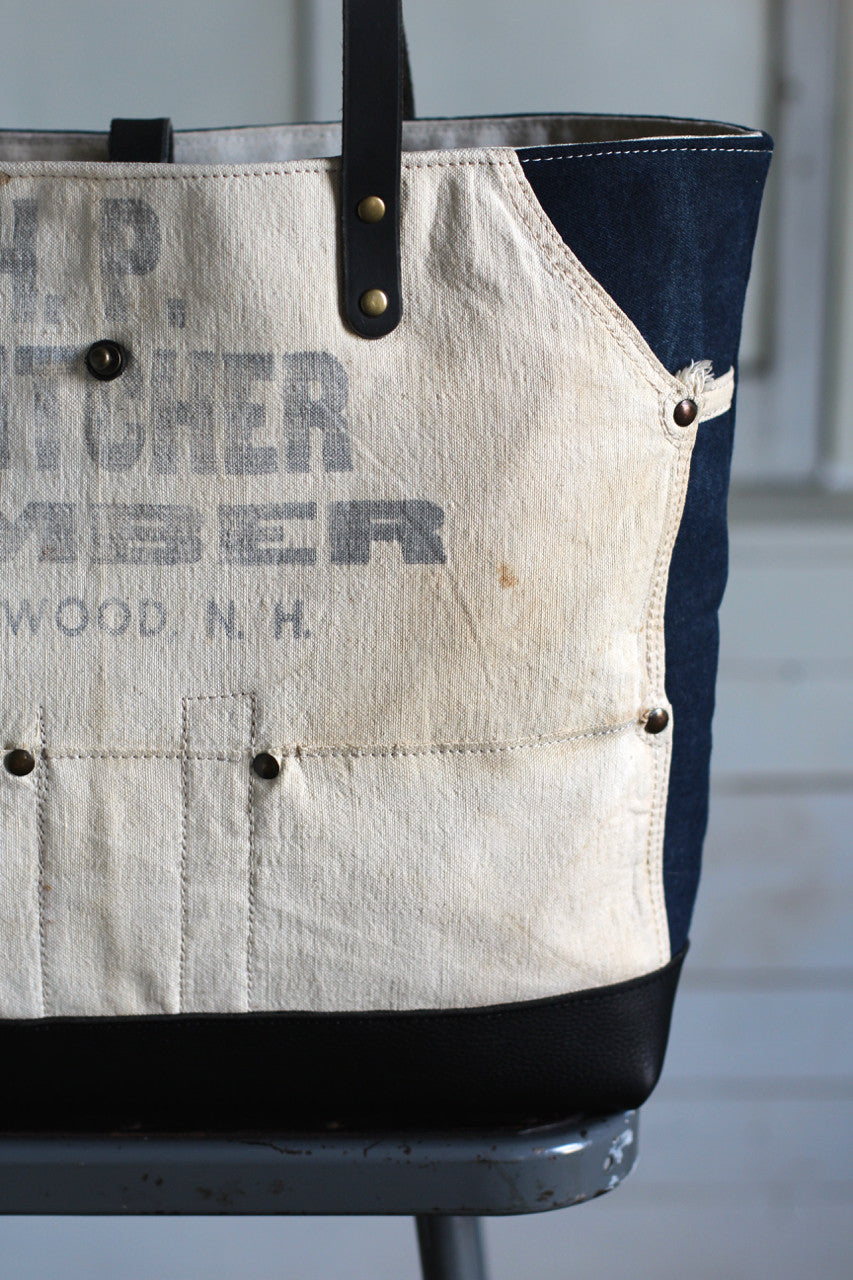 WWII era Denim and Work Apron Carryall