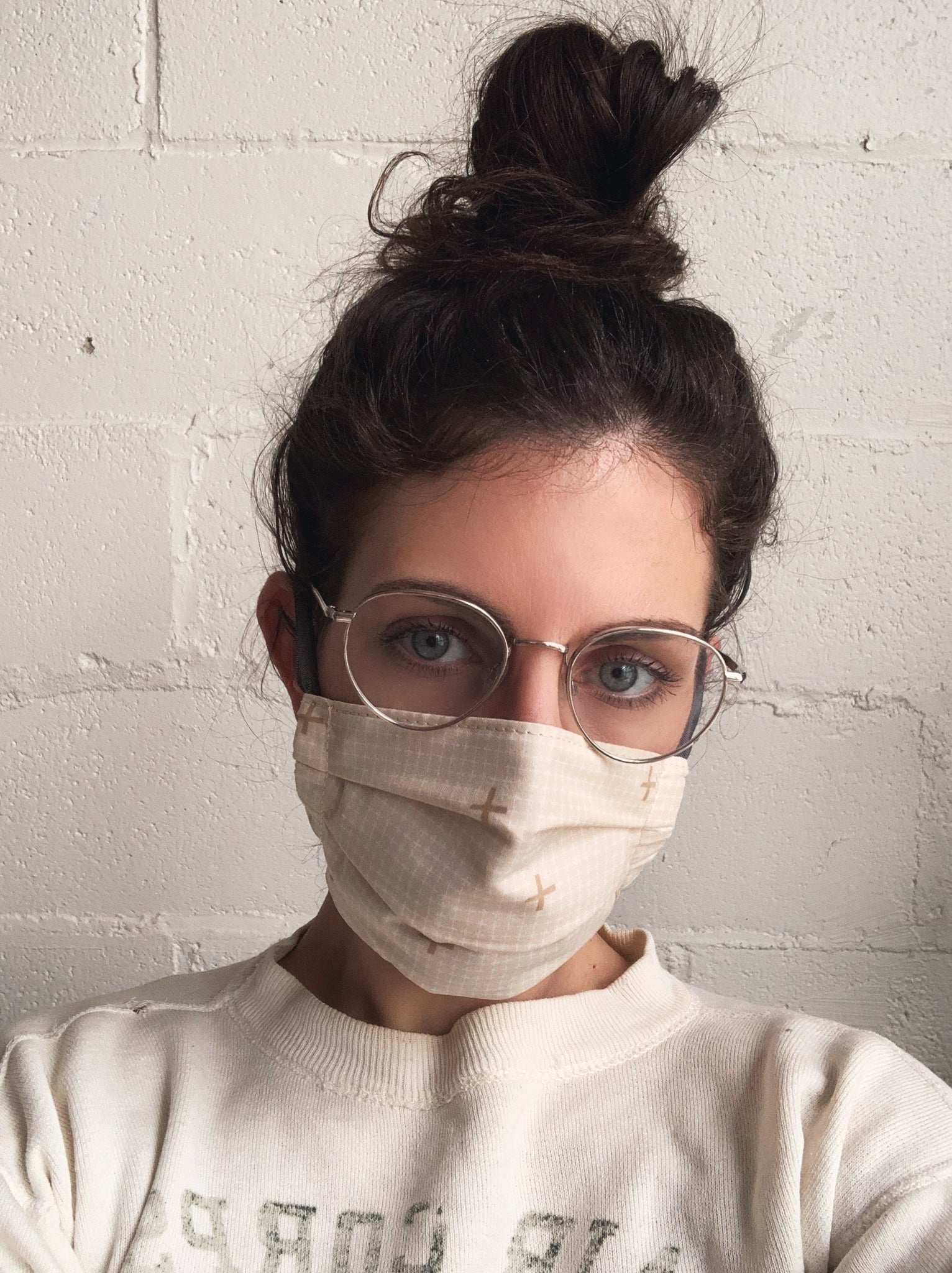 Fabric Face Mask - Beige Check