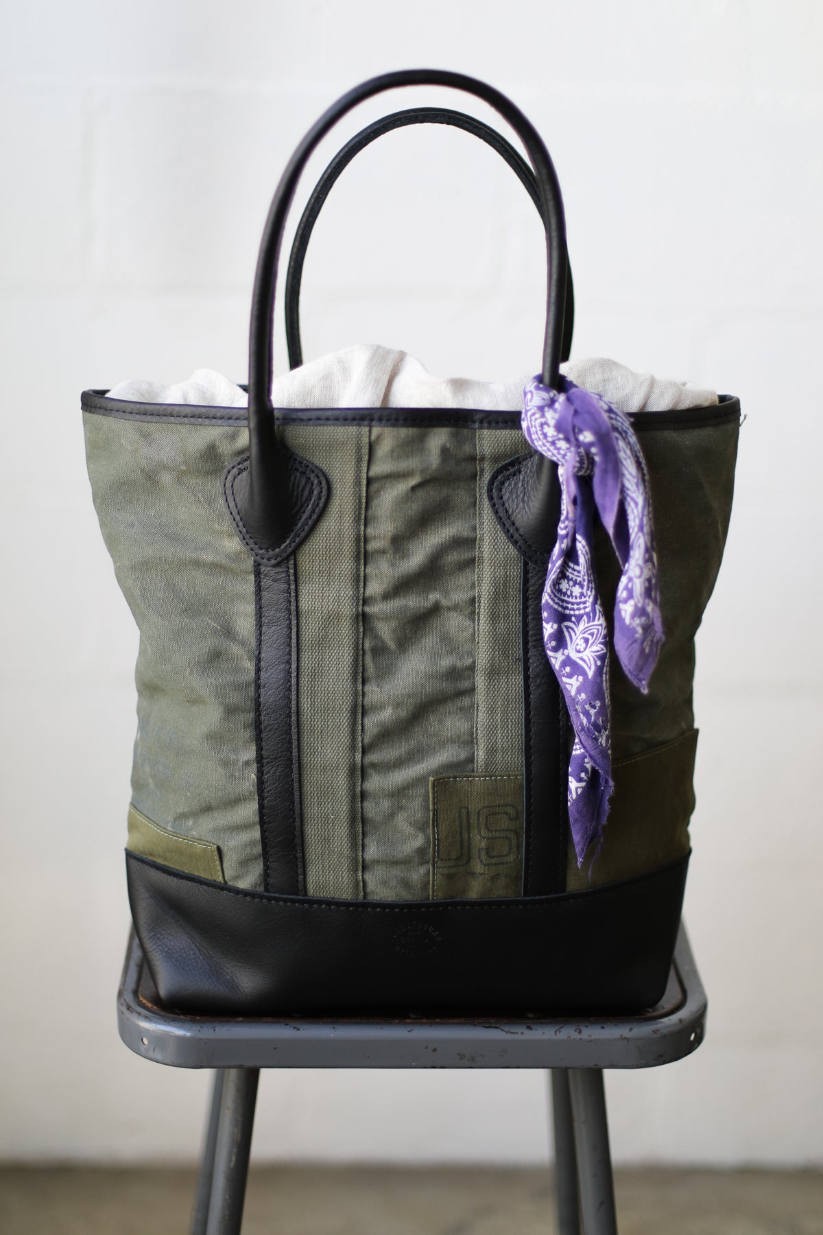 1950's era Salvaged Canvas Tote Bag