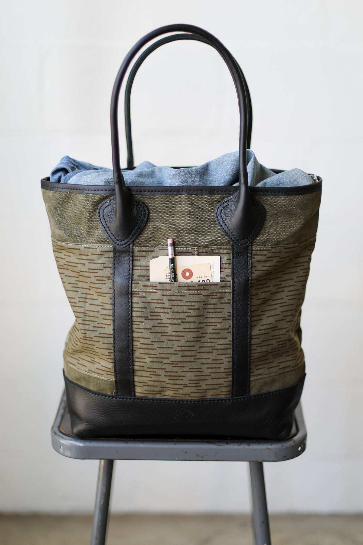 WWII era Salvaged Canvas & Camo Tote Bag