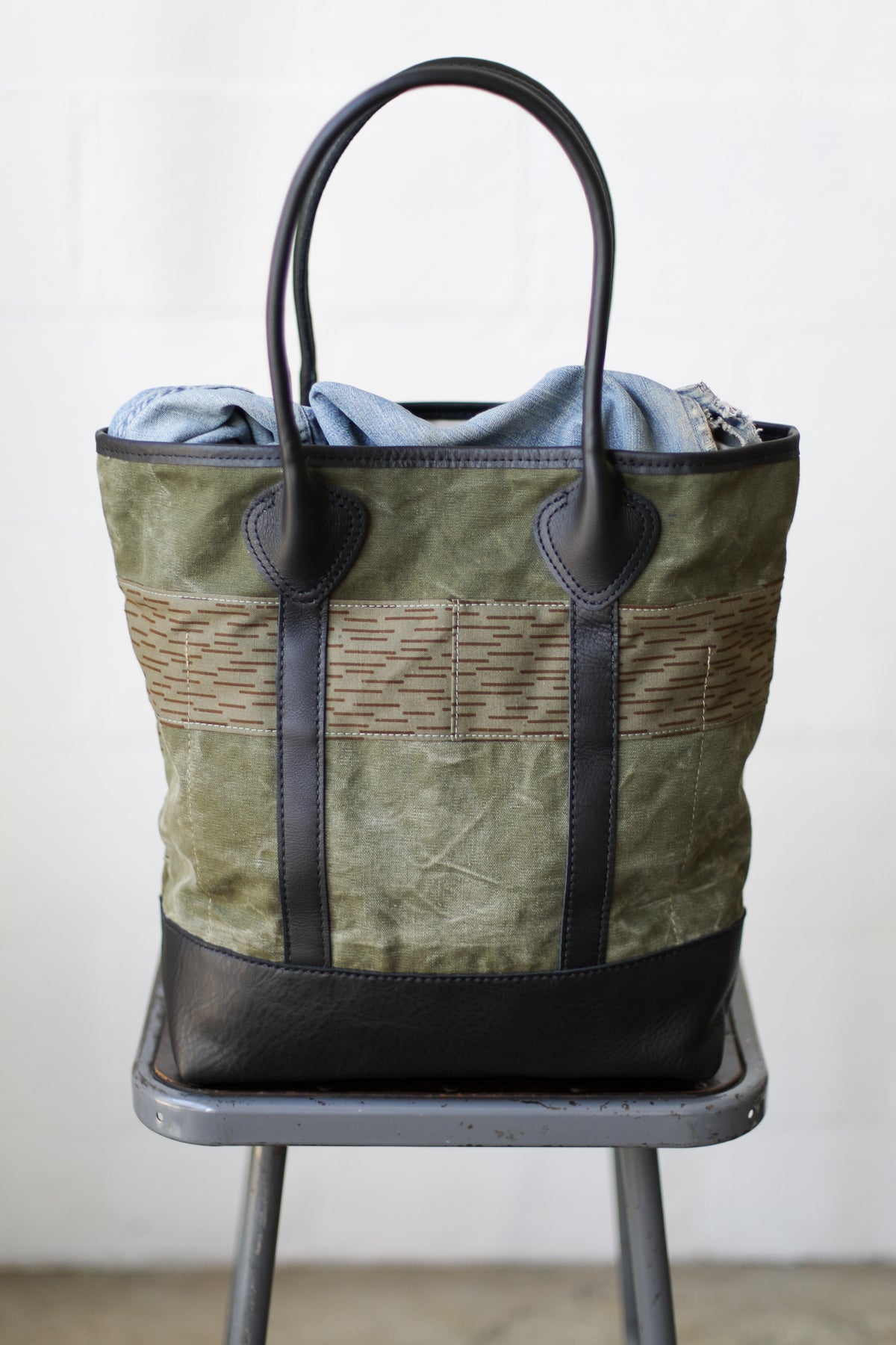 WWII era Salvaged Canvas & Camo Tote Bag