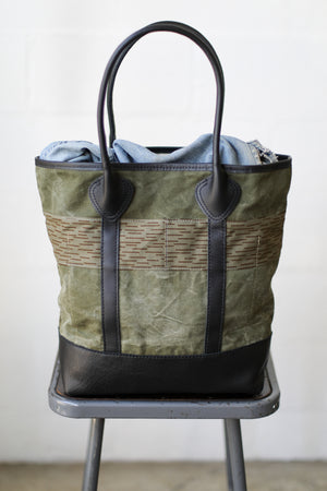 WWII era Salvaged Canvas & Camo Tote Bag