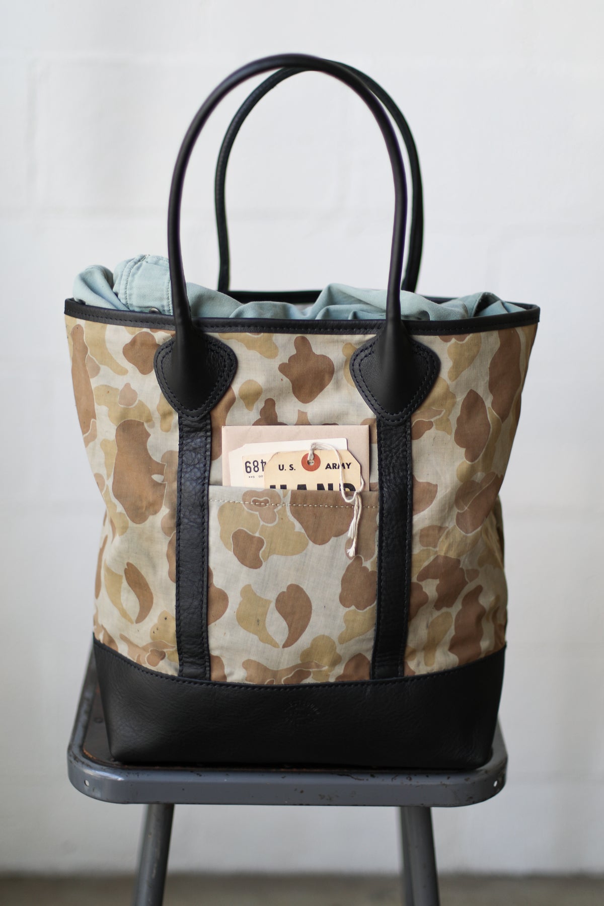 WWII era Salvaged Camo Tote Bag