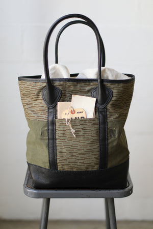 WWII era Salvaged Camo & Canvas Tote Bag