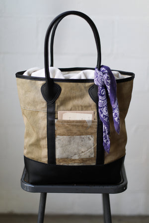 1940's era Salvaged Canvas Tote Bag