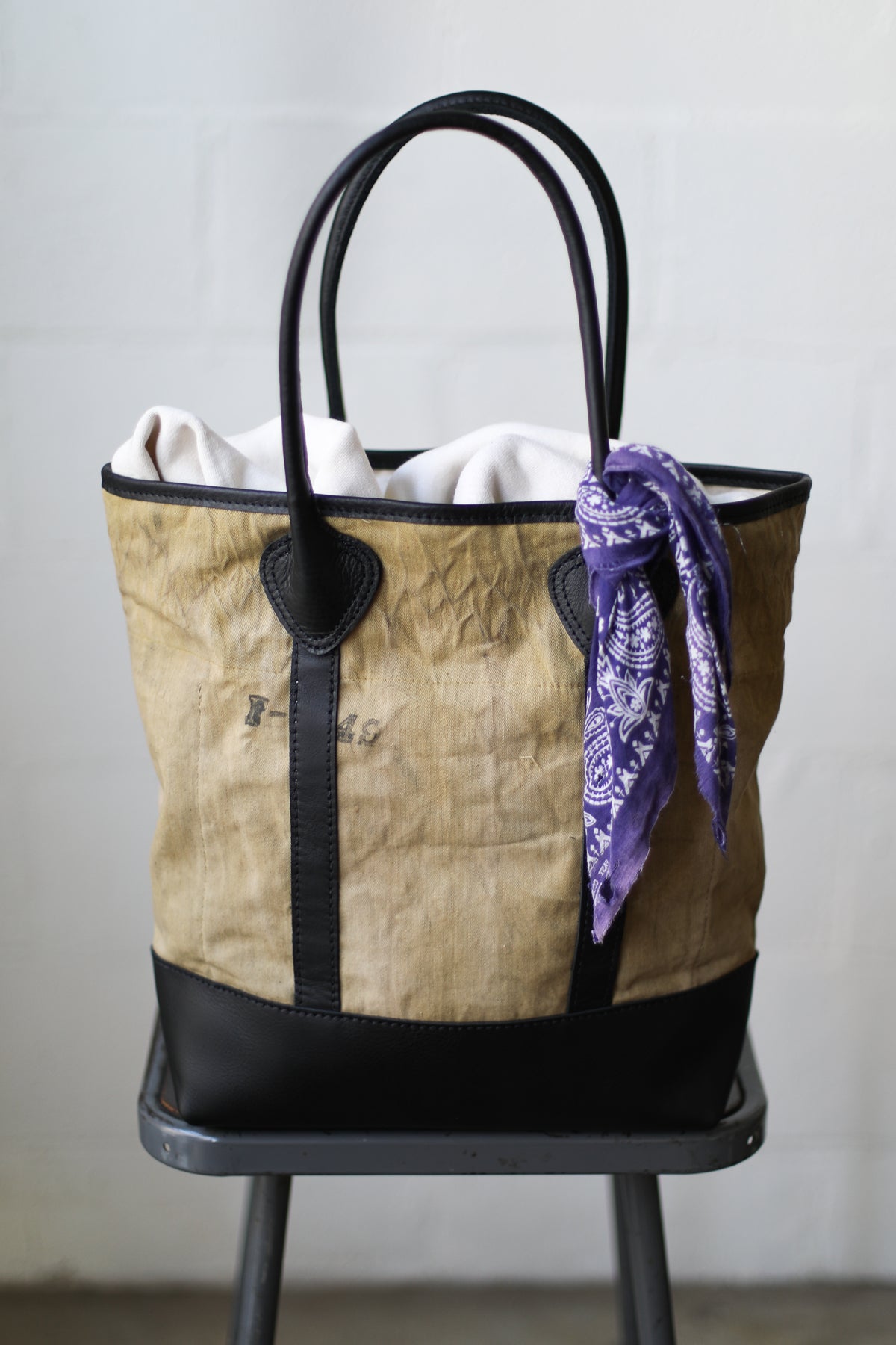 1940's era Salvaged Canvas Tote Bag