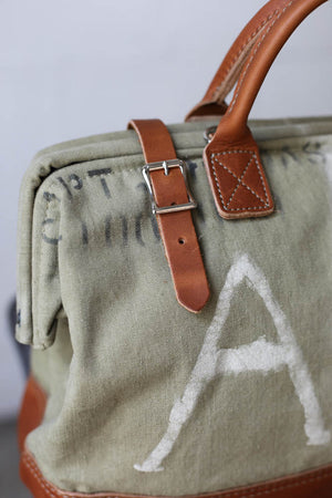 WWII era Salvaged Canvas Carryall