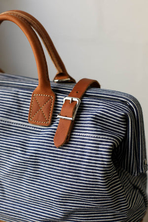 1950's era Salvaged Ticking Carryall