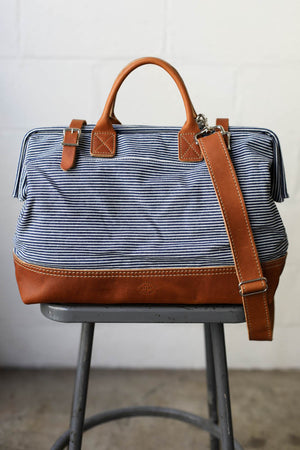 1950's era Salvaged Ticking Carryall