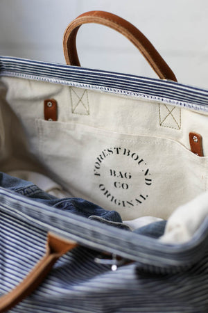 1950's era Salvaged Ticking Carryall