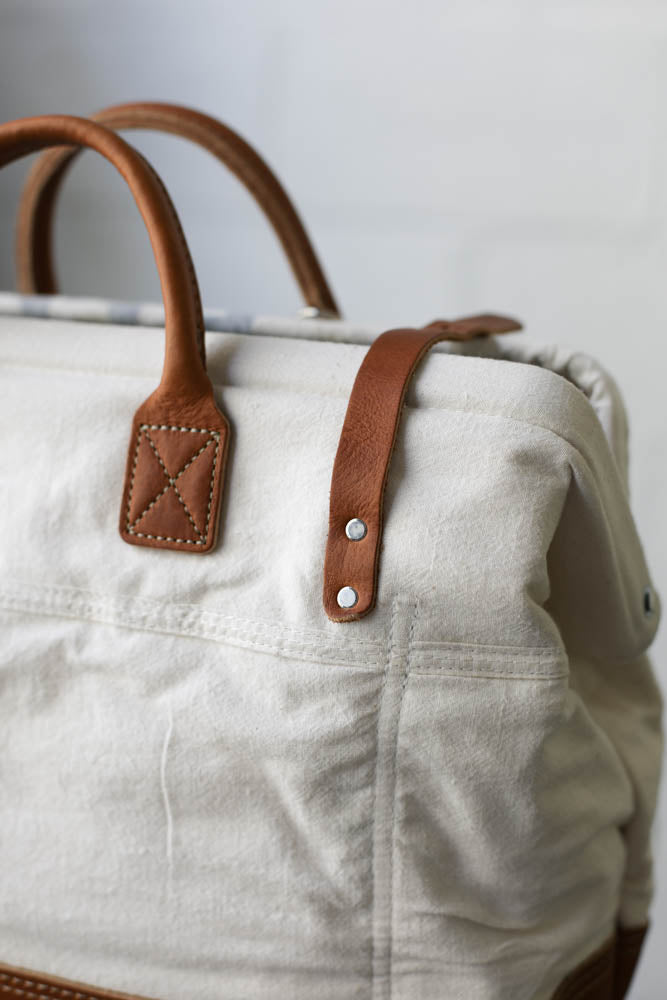 1940's era Salvaged Canvas Carryall