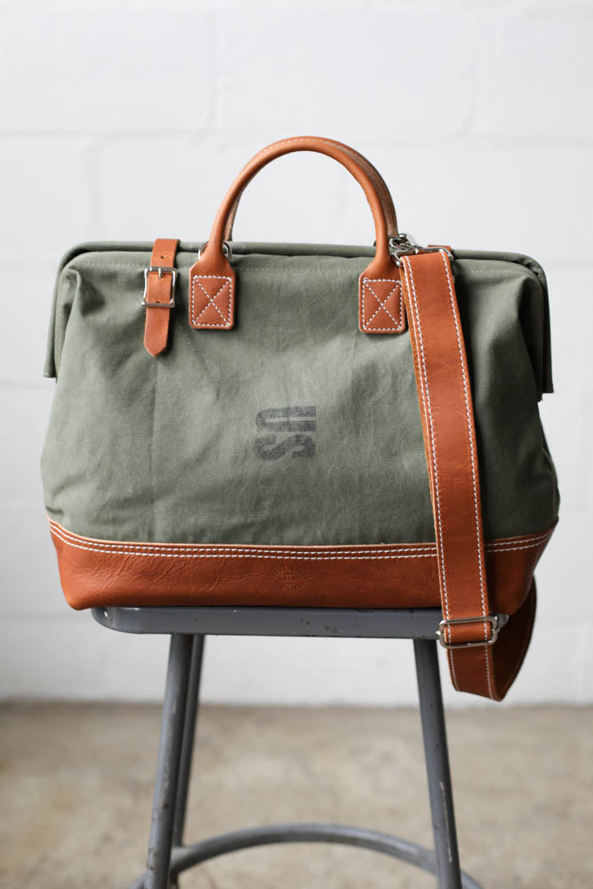 WWII era Salvaged Canvas Carryall