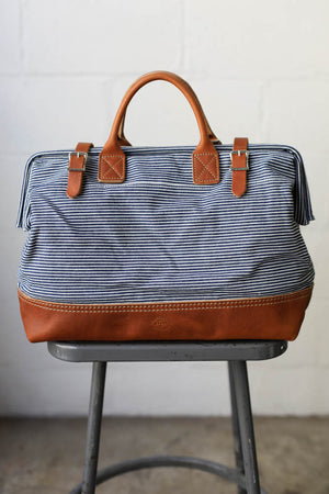 1950's era Salvaged Ticking Carryall