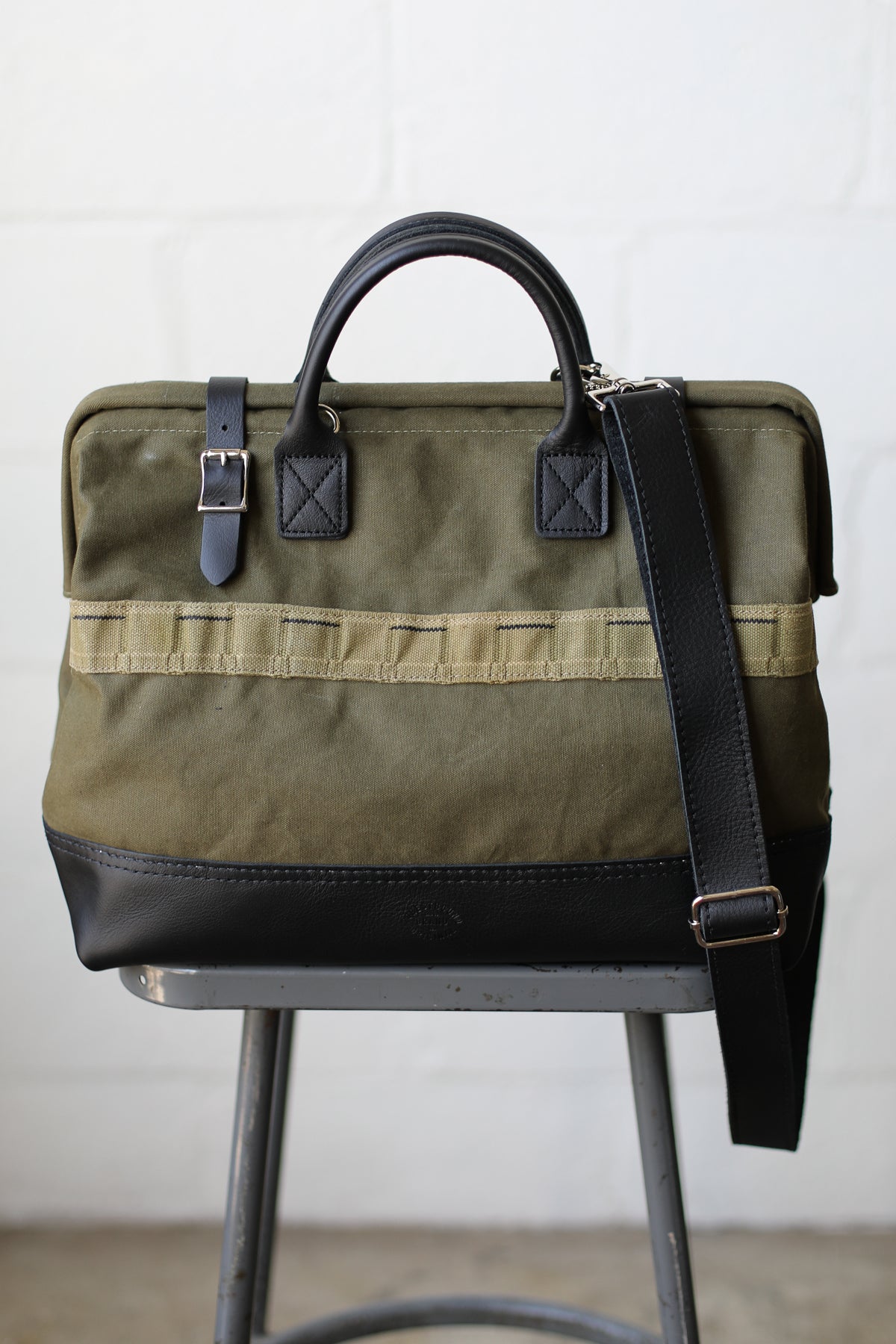 WWII era Salvaged Military Canvas Carryall