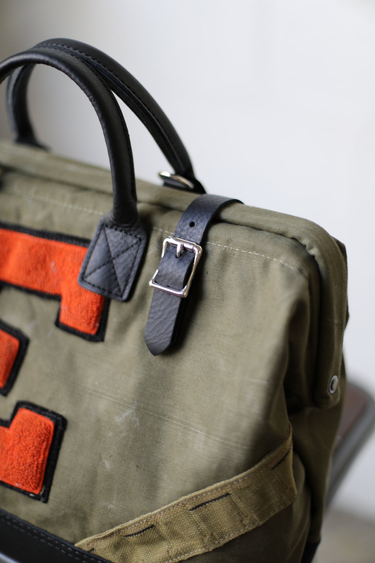 Patched WWII era Salvaged Canvas Carryall