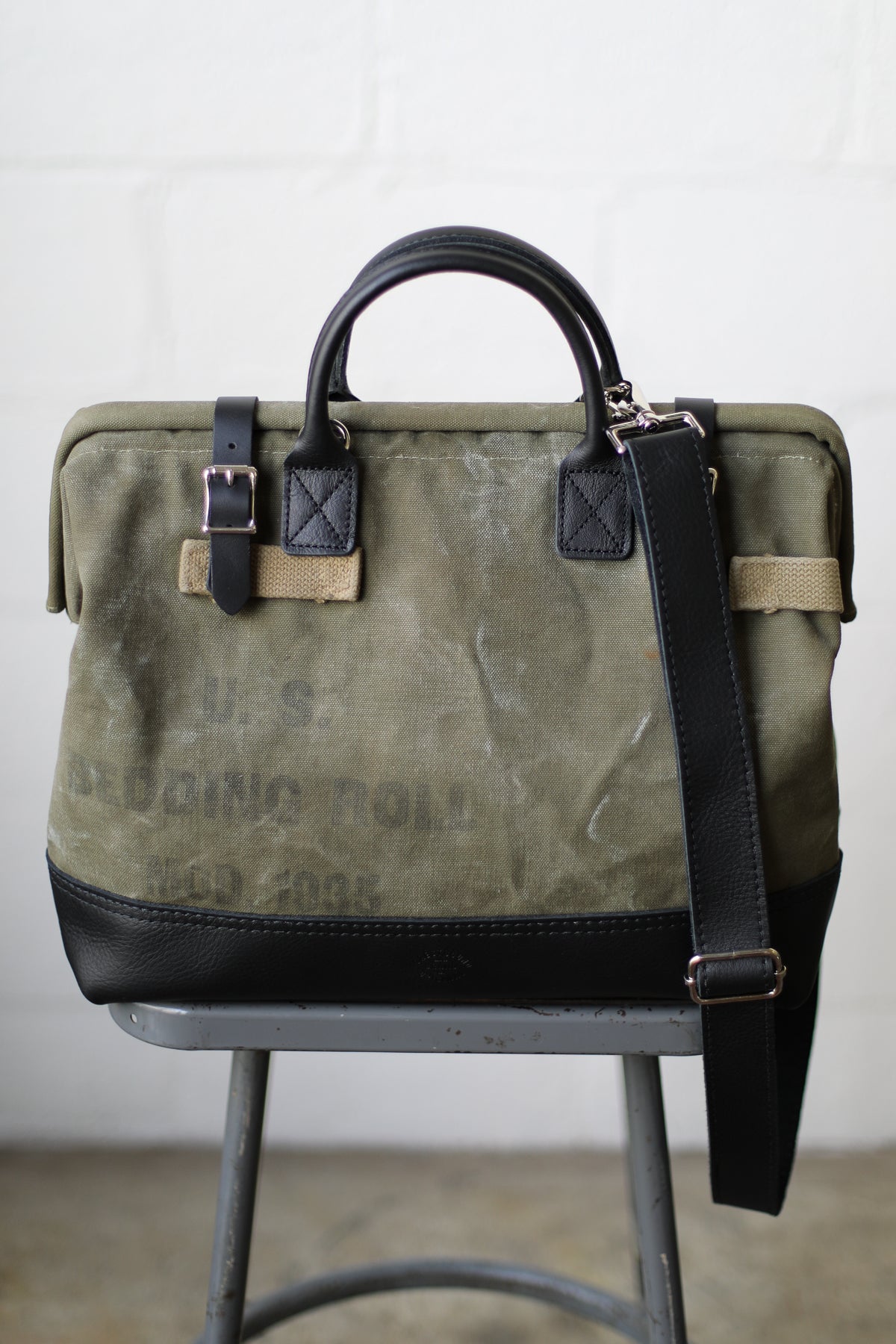 1930's era Salvaged Military Canvas Carryall
