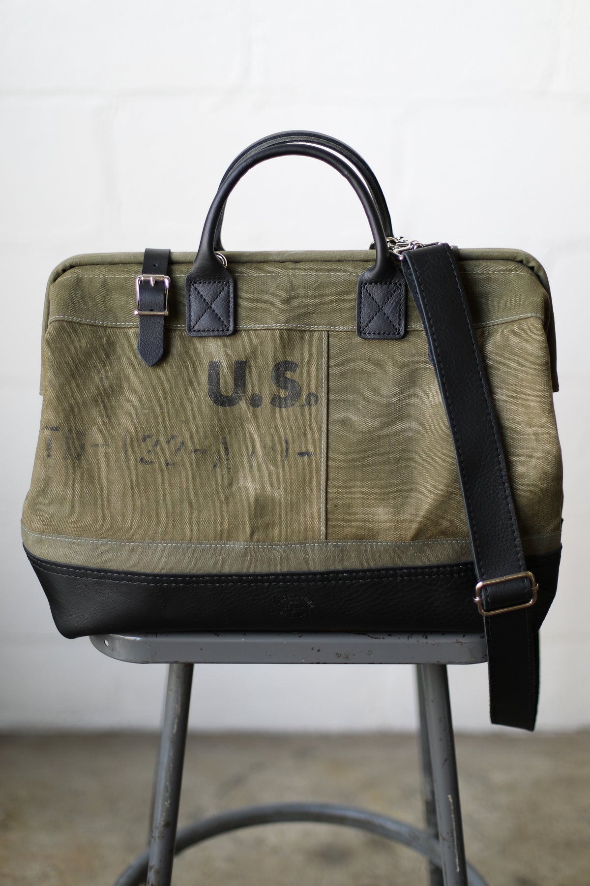 WWII era Salvaged Canvas Carryall