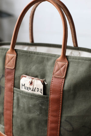 WWII era Salvaged Canvas Tote Bag