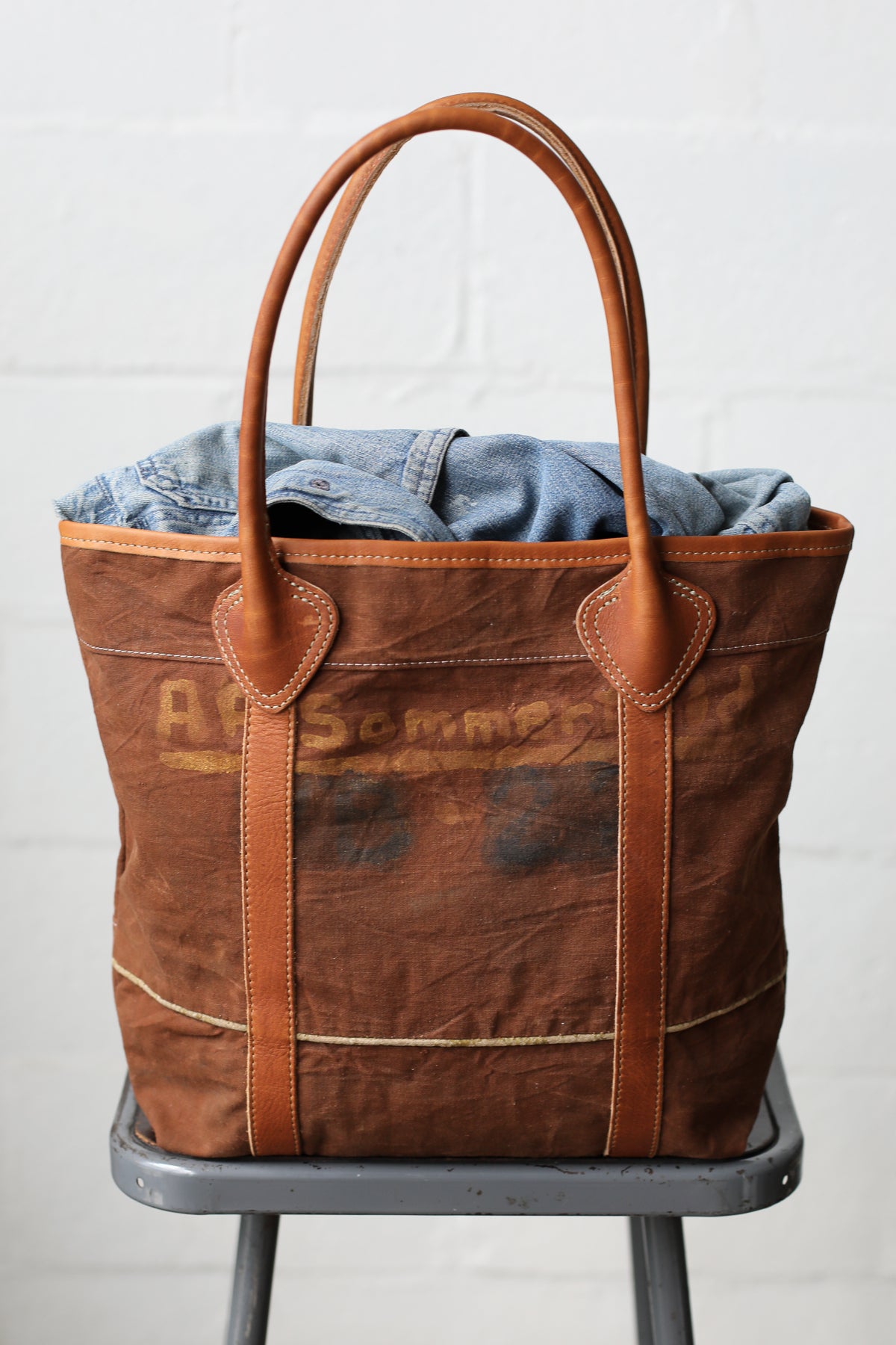 1930's era Salvaged Canvas Tote Bag