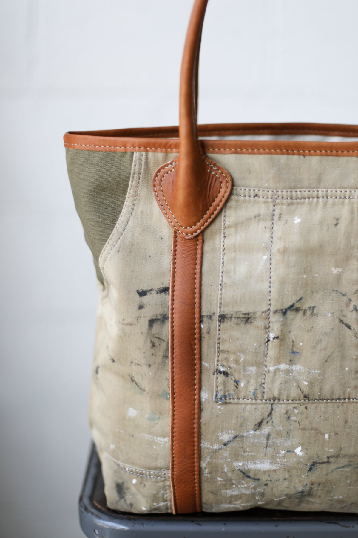 1940's era Salvaged Painter's Apron Tote Bag