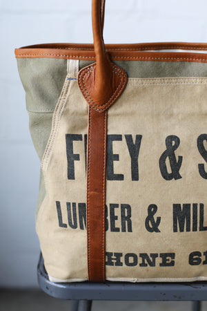 1940's era Salvaged Canvas and Work Apron Tote Bag