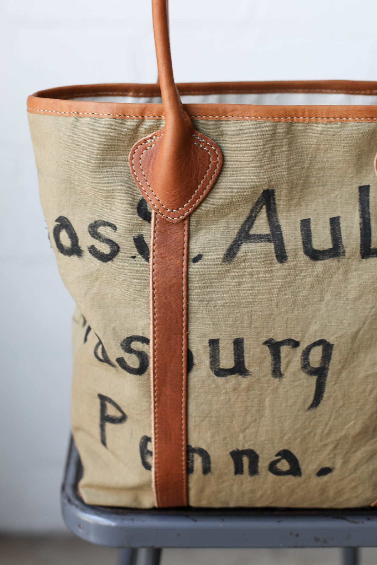 WWII era Salvaged Military Canvas Tote Bag