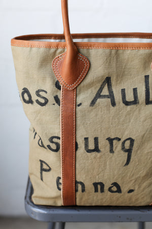 WWII era Salvaged Military Canvas Tote Bag