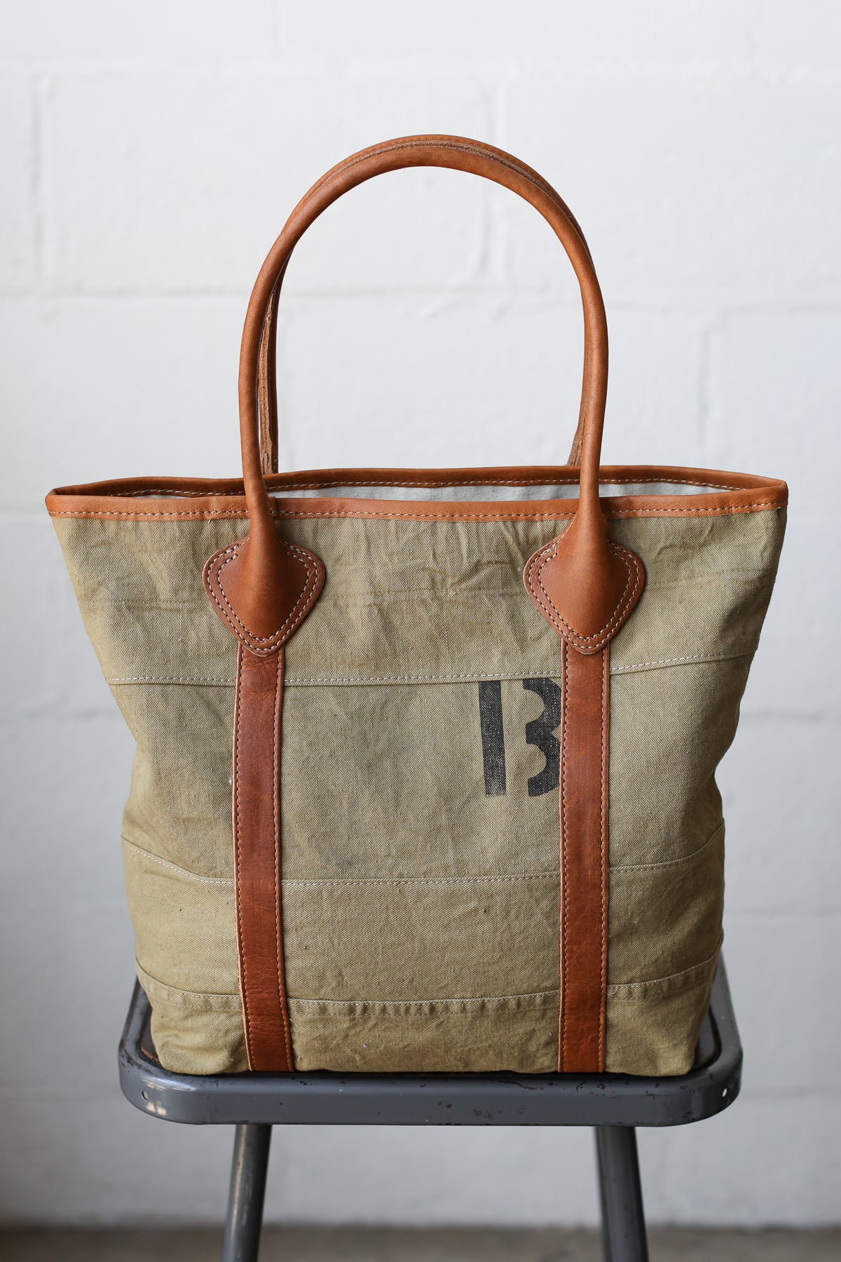 WWII era Salvaged Military Canvas Tote Bag