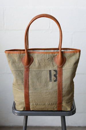 WWII era Salvaged Military Canvas Tote Bag