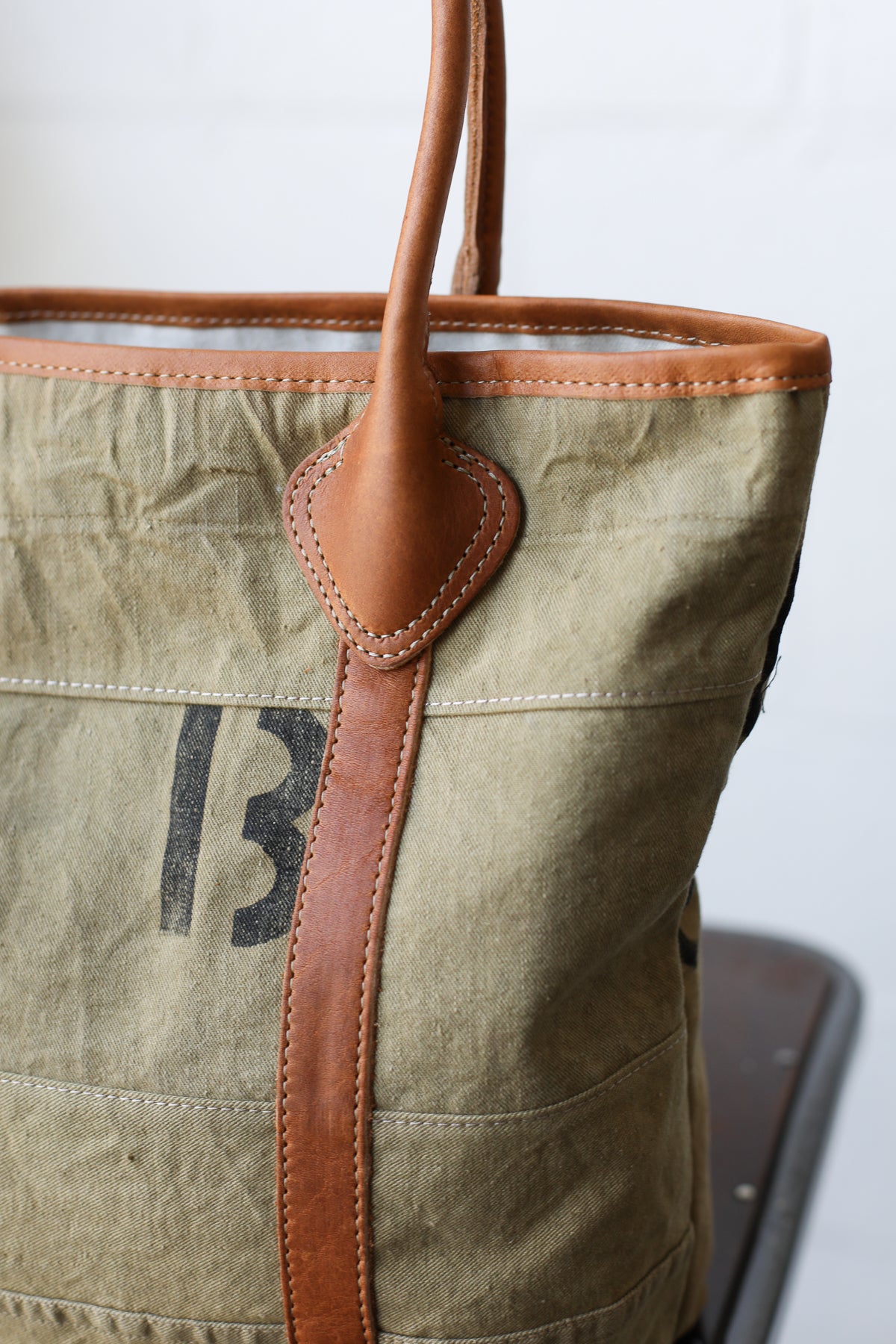 WWII era Salvaged Military Canvas Tote Bag