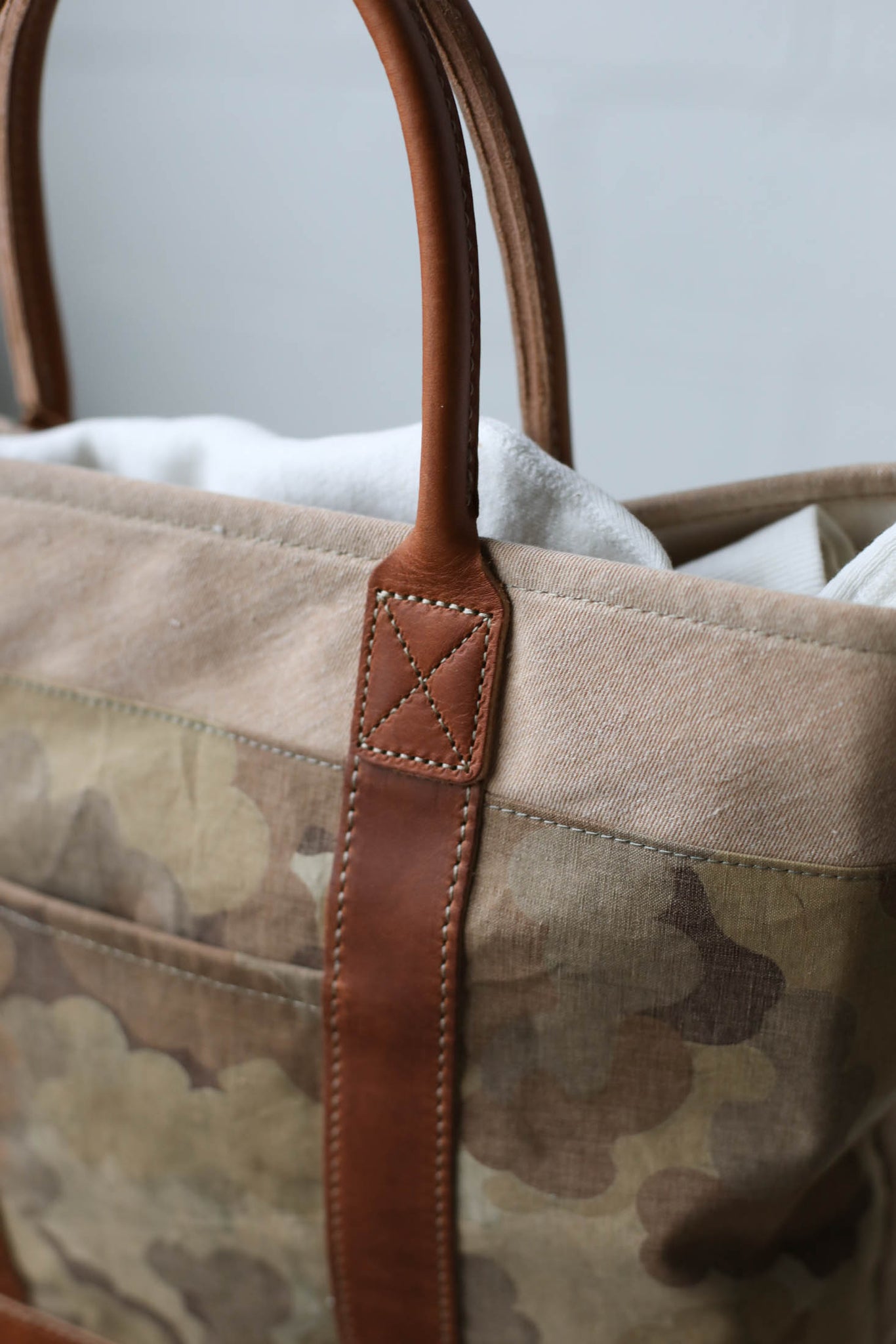1950's era Salvaged Canvas & Camo Tote Bag