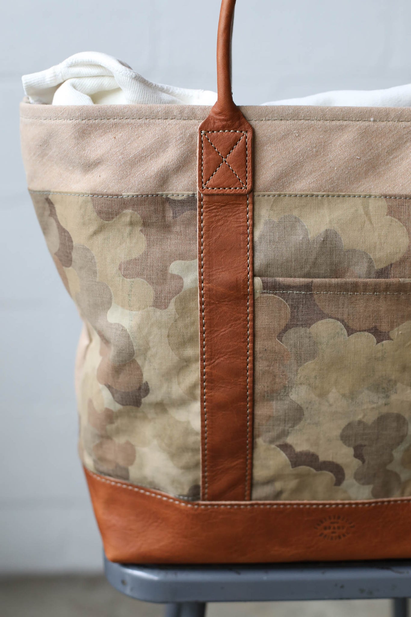1950's era Salvaged Canvas & Camo Tote Bag