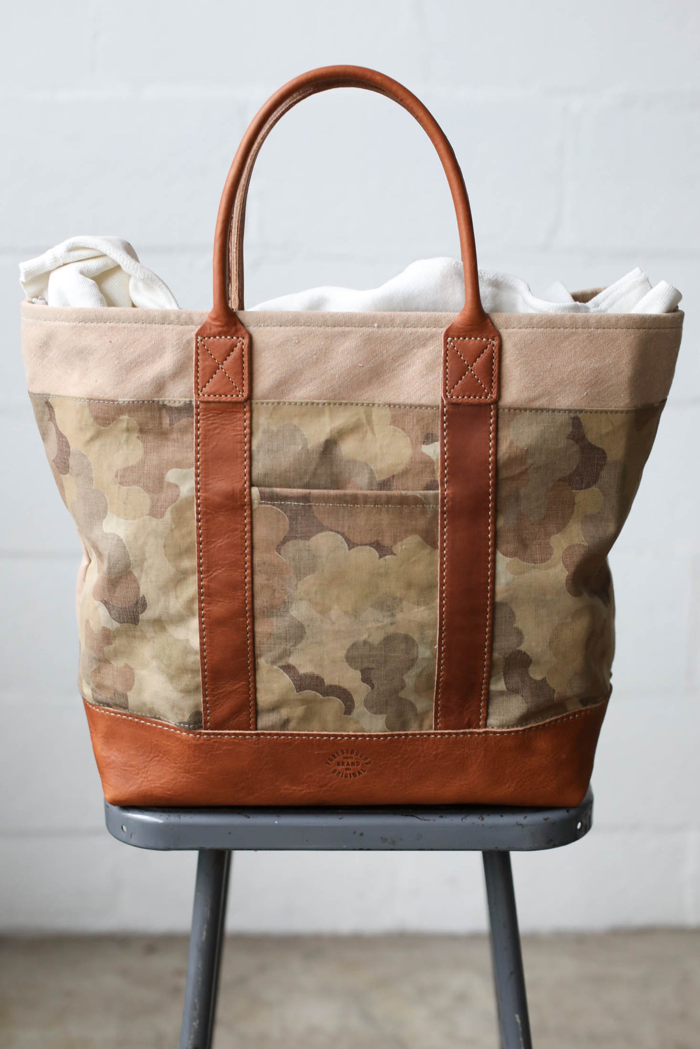1950's era Salvaged Canvas & Camo Tote Bag