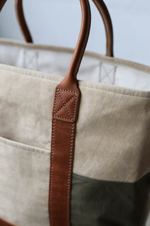 1940's era Salvaged Canvas Tote Bag