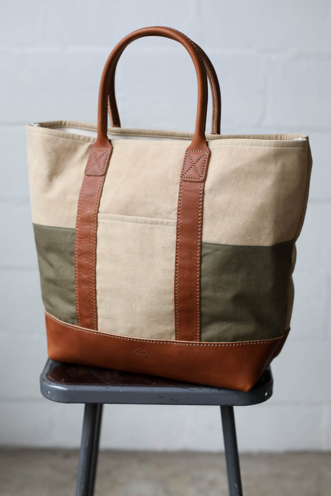 1940's era Salvaged Canvas Tote Bag