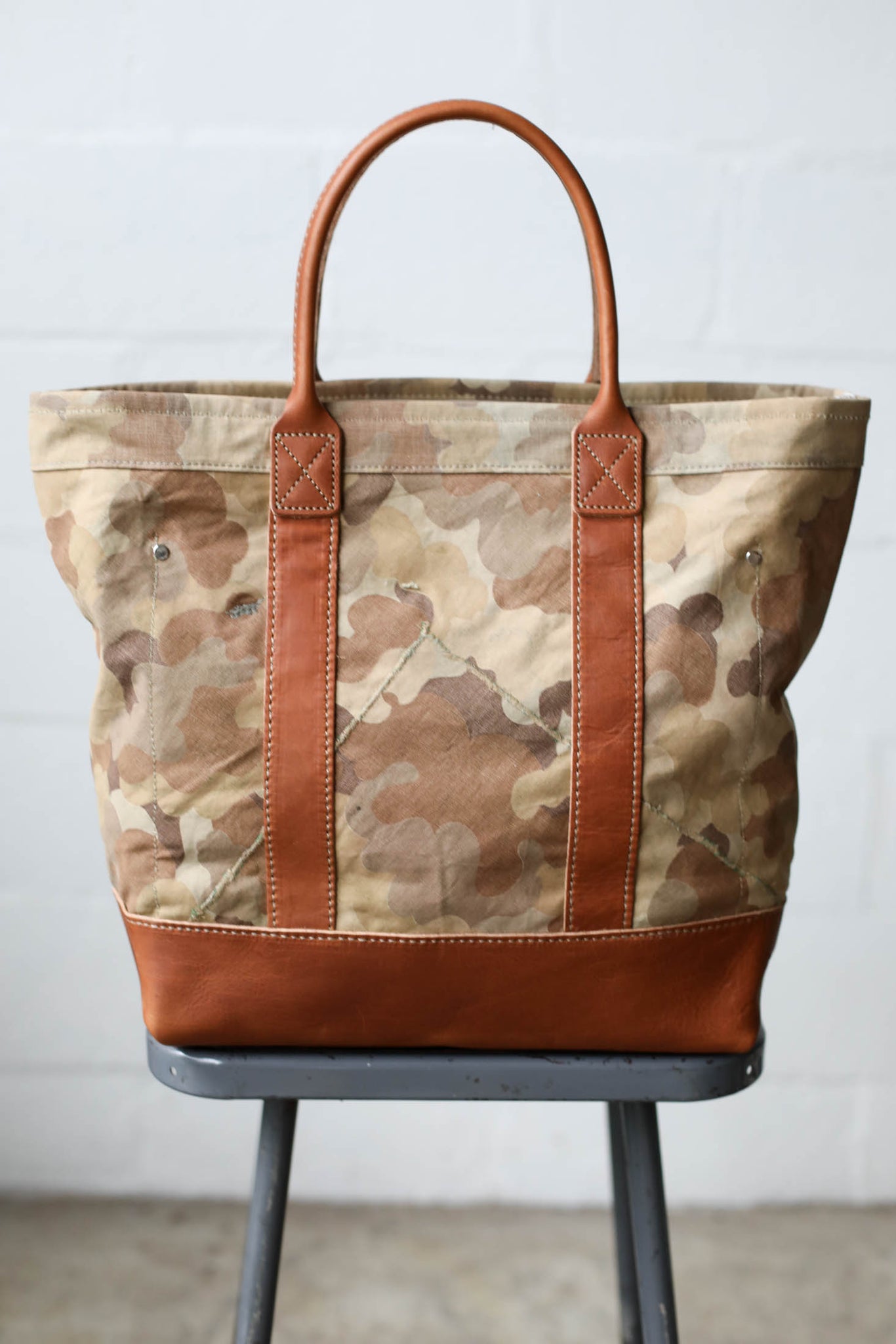 WWII era Salvaged Canvas and Camo Tote Bag