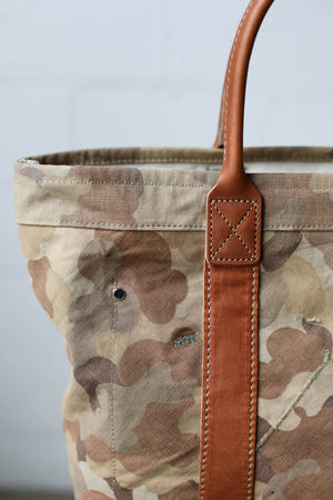WWII era Salvaged Canvas and Camo Tote Bag