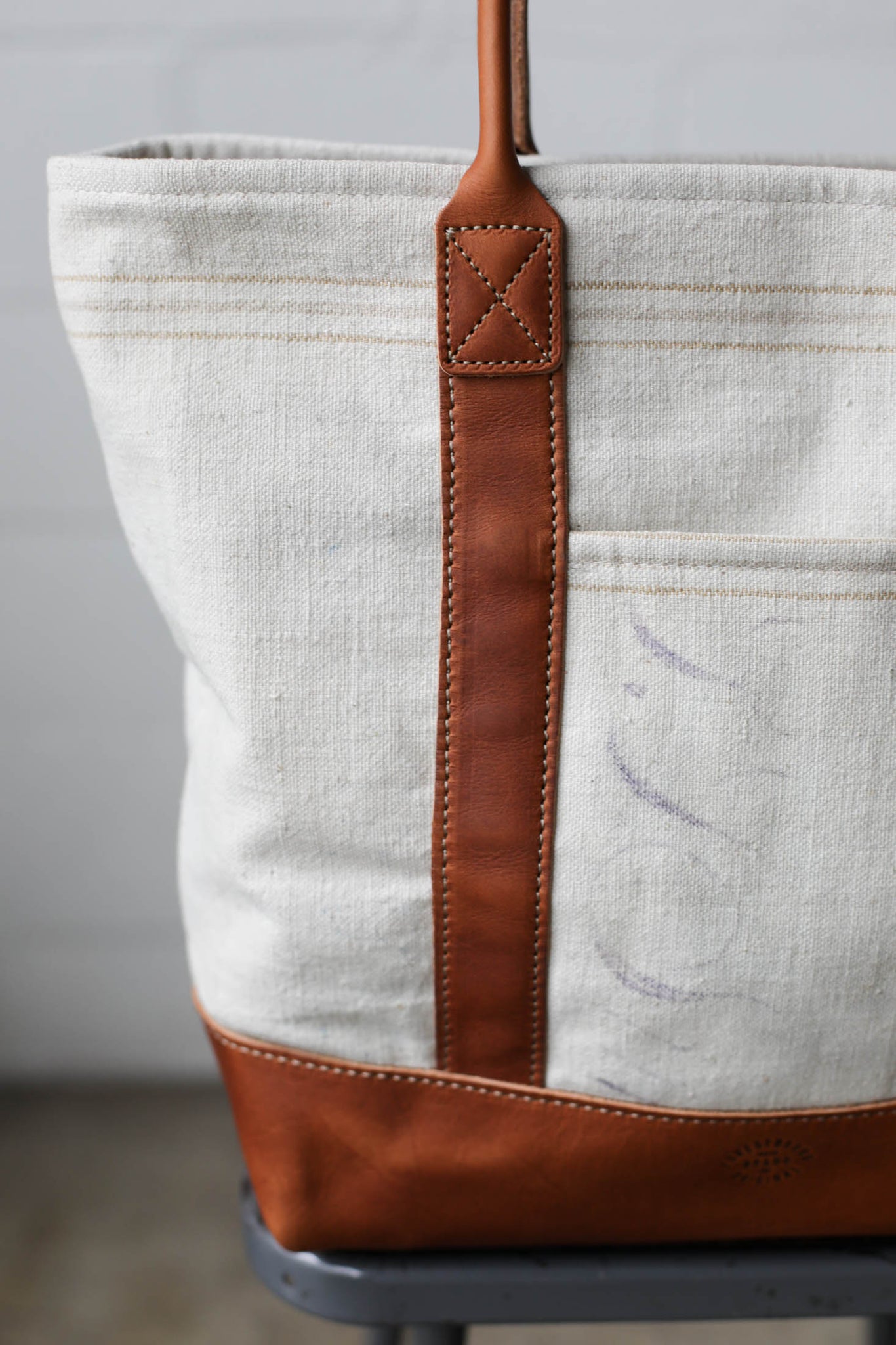 1940's era Salvaged Feed Sack Tote Bag