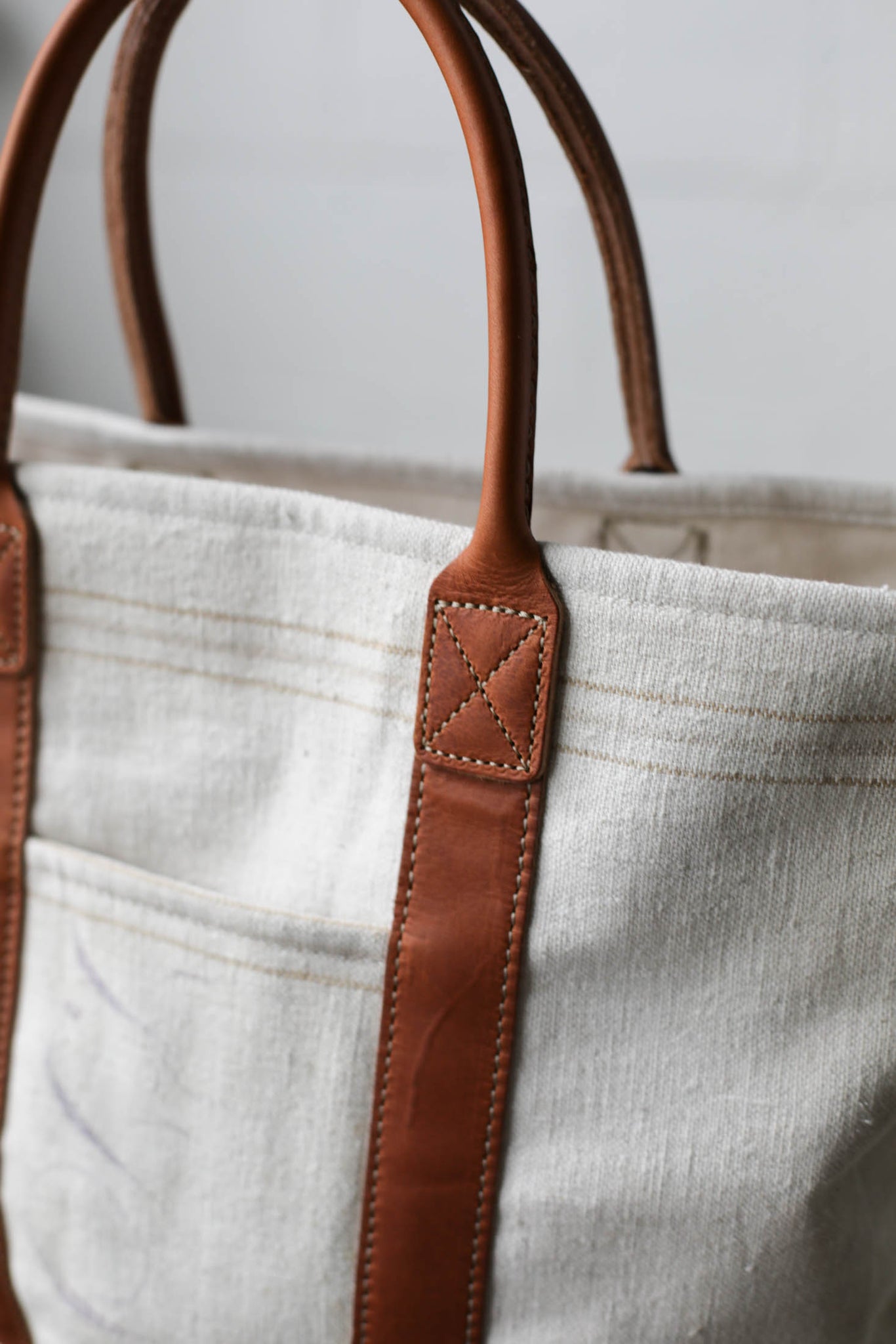 1940's era Salvaged Feed Sack Tote Bag